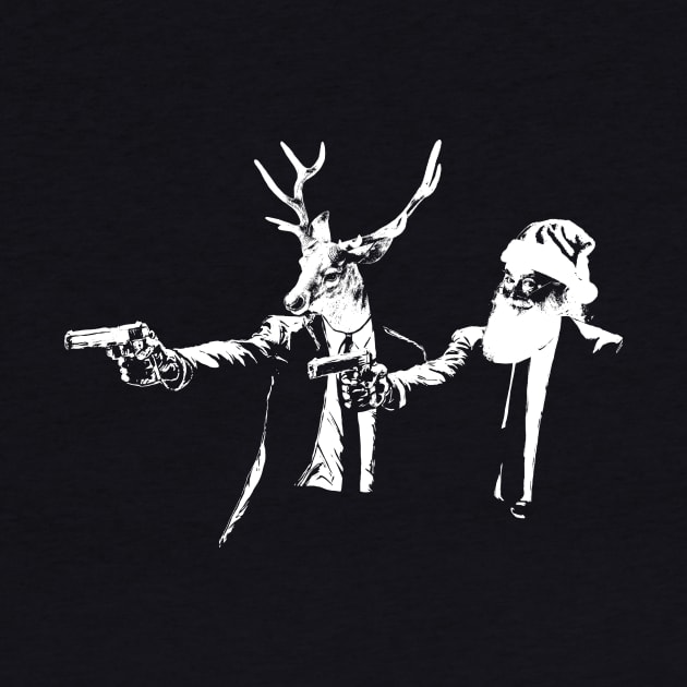 Santa Claus And Reindeer Christmas Banksy Pulp Fiction by Bevatron